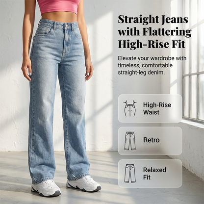Kvinnors hövmidjade raka jeans