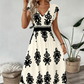 👗 50% RABATT 🌸Maxiklänning med V-ringning och barockmönster för kvinnor