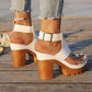 Sandaler med klack och plattform samt ankelrem