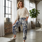Joggingbyxor i vintage-stil med blommönster och hög midja