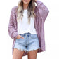 🧶 50% RABATT NU! 🌸 Dam Öppen Front Lös Stickad Kofta – Pointelle-textur & Fladdermusärmar – Enkel Bohemisk Elegans 🍁