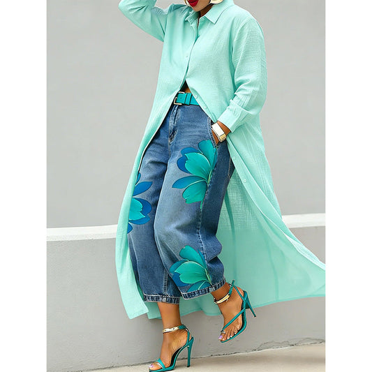 ✨ Avslappnad elegans – Långärmad maxiklänning med knappar för dam👗💃