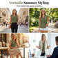 ☀️ Sommaren är här! 👚 Damskjorta med V-ringning och knappar💖