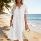 Casual tunika med V-ringning och fickor för dam