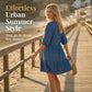 Löst sittande casual-klänning i denim för dam