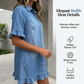 👗🌸 Avslappnad denimskjortklänning med volangärmar och knappfront