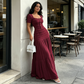 👗 BEGRÄNSAD TID – 50% RABATT! ✨ Damklänning med fyrkantig urringning – Skrynklat tyg, lagerdelad kjol & elegant 🍷