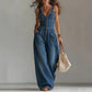 Ärmlös denimjumpsuit med V-ringning för dam