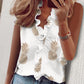 👚🌸 Casual V-ringad ärmlös topp med volanger