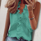 👚🌸 Casual V-ringad ärmlös topp med volanger