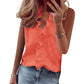 👚🌸 Casual V-ringad ärmlös topp med volanger