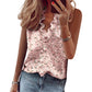 👚🌸 Casual V-ringad ärmlös topp med volanger