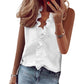 👚🌸 Casual V-ringad ärmlös topp med volanger