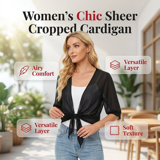 💖 50% RABATT NU!🌿 Dam Chiffong Topp med Knytning – Genomskinlig, Croppad & Elegant – Sommar Lager Essential 👒