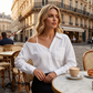 👚 50% RABATT NU! ✨ Kvinnors Off-Shoulder Knäppskjorta – Asymmetrisk, Skrynkeltyg & Lång Ärm – Luftigt, Avslappnat & Chic 💫