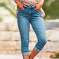 👖🌸 Stretch caprijeans med hög midja