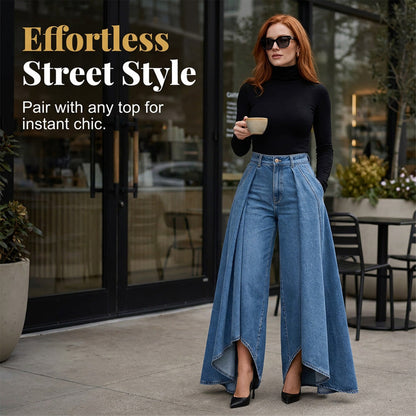 👖✨ Avantgardistiska vida jeans med hög midja