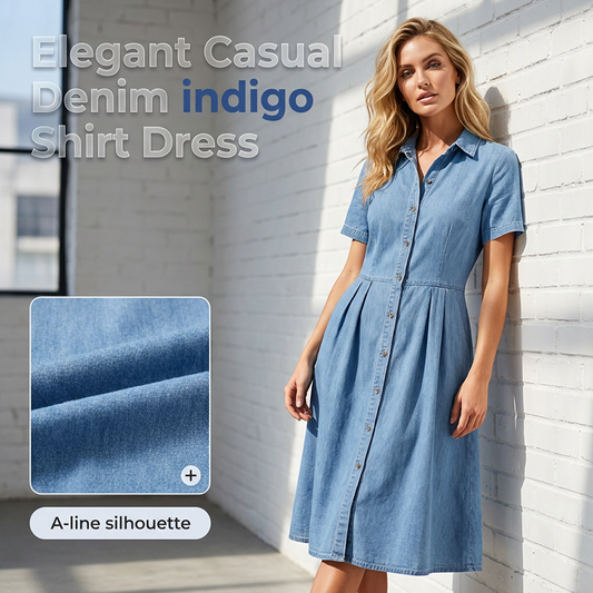 👗👖 Elegant avslappnad denimskjortklänning med fickor
