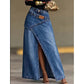 👗✨ Asymmetrisk lager denim maxikjol med slits