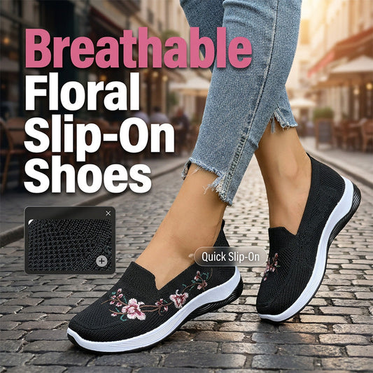 👟🌸 Blommiga mesh slip-on skor