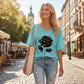 🌹 Avslappnad V-ringad rosprint T-shirt för plus size