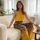 Chic halterneck leopardmönstrat byxset