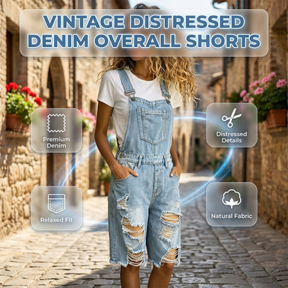 🩳 BEGRÄNSAD TID 50% RABATT! 💥 Damernas slitna denim-overall-shorts – Repad design, flera fickor, casual ✨