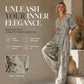 Elegant jumpsuit med V-ringning och tryck för damer