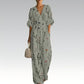 Elegant jumpsuit med V-ringning och tryck för damer