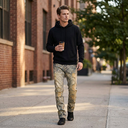 🏆SISTA DAGEN 50% REA🔥Herr Slim Fit Slitna Jeans✈Fri frakt🚀