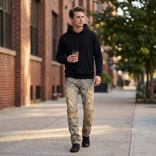 🏆SISTA DAGEN 50% REA🔥Herr Slim Fit Slitna Jeans✈Fri frakt🚀