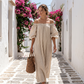 👗 50% RABATT NU! ✨ Off-shoulder Långklänning med Lanternärmar – Framhäver Axlarna & Döljer Överarmarna – Romantisk & Chic 🌸