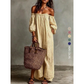👗 50% RABATT NU! ✨ Off-shoulder Långklänning med Lanternärmar – Framhäver Axlarna & Döljer Överarmarna – Romantisk & Chic 🌸