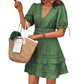 Women's V-Neck Lace Tiered Ruffle Dress