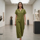 Jumpsuit för damer i ledig stil med korta ärmar och vida ben