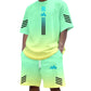 👕🌊 Tvådelat Set med Sommar-T-shirt & Shorts för Män – Gradientmönster & Andande Tyg – Perfekt för Streetwear, Sport & Vardag ☀️