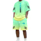👕🌊 Tvådelat Set med Sommar-T-shirt & Shorts för Män – Gradientmönster & Andande Tyg – Perfekt för Streetwear, Sport & Vardag ☀️