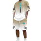 👕🌊 Tvådelat Set med Sommar-T-shirt & Shorts för Män – Gradientmönster & Andande Tyg – Perfekt för Streetwear, Sport & Vardag ☀️