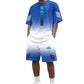 👕🌊 Tvådelat Set med Sommar-T-shirt & Shorts för Män – Gradientmönster & Andande Tyg – Perfekt för Streetwear, Sport & Vardag ☀️