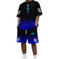 👕🌊 Tvådelat Set med Sommar-T-shirt & Shorts för Män – Gradientmönster & Andande Tyg – Perfekt för Streetwear, Sport & Vardag ☀️