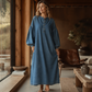 Bästsäljare🔥 👗 Vintage denim maxiklänning med lanternärmar – mjuk och andningsbar för en avslappnad chic look