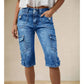Tidsbegränsad⌛Klassiska bermudashorts i denim med fickdetaljer – smickrande hög midja för en modern silhuett