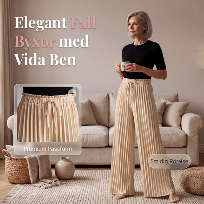 Bästsäljare🔥 👖 Veckade bredbyxor med justerbar dragsko – mjukt fallande och skrynkelfri elegans