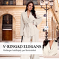 Elegant 2-delad set för kvinnor med V-ringad topp och vida byxor