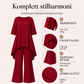Chic asymmetrisk topp och vida byxor set för kvinnor