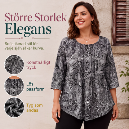 Storleksblus med paisleymönster för kvinnor