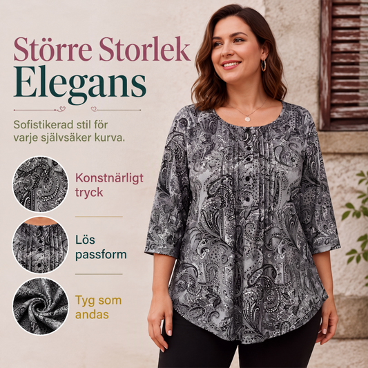 Storleksblus med paisleymönster för kvinnor