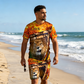 🐆Set med T-shirt och shorts för män i ledig stil med djurmotiv