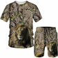 🐆Set med T-shirt och shorts för män i ledig stil med djurmotiv