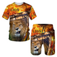 🐆Set med T-shirt och shorts för män i ledig stil med djurmotiv